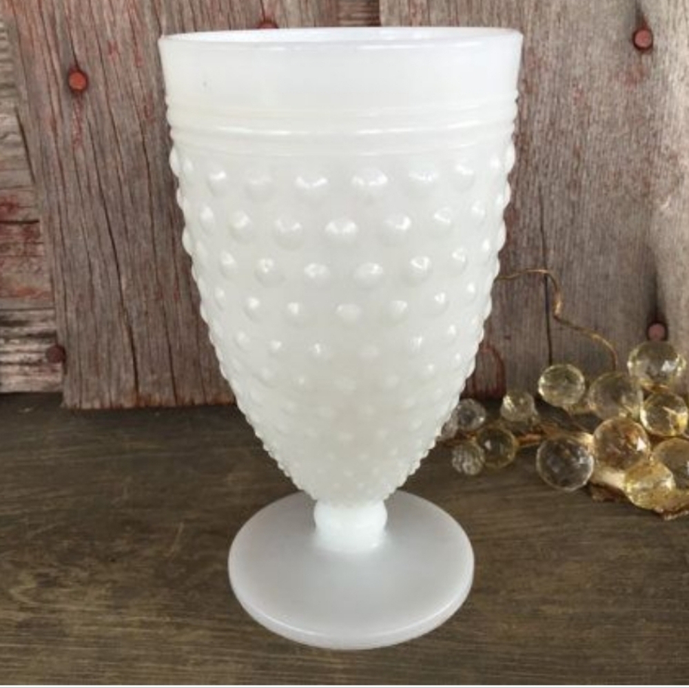 60s Hobnail Milk Glass Goblet